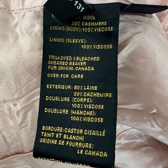 Cole Haan Wool Cashmere Fur Neck Peacoat Size 6 - Picture 6 of 9